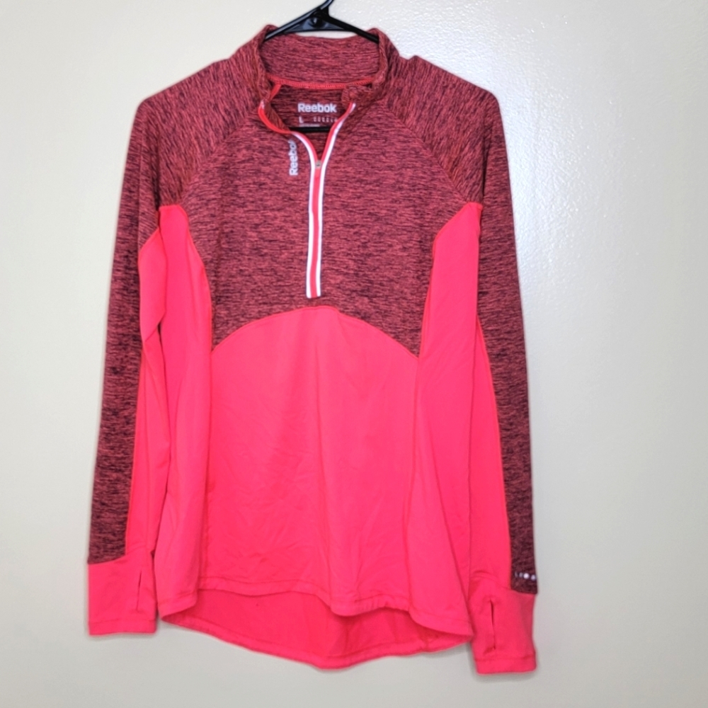 Reebok Orange Quarter Zip Long Sleeve Pullover